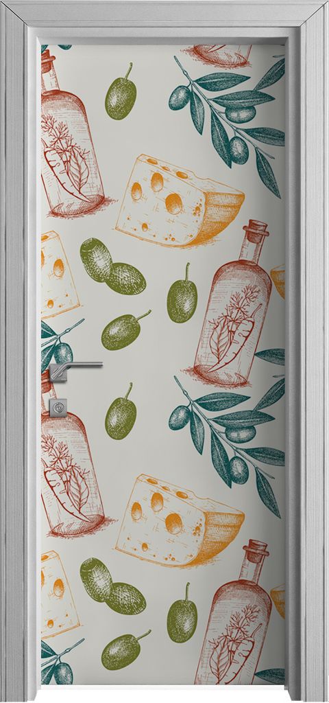Tür Selbstklebende 80x210 cm Türfolie Türtapete Klebefolie - italienisches Essen
