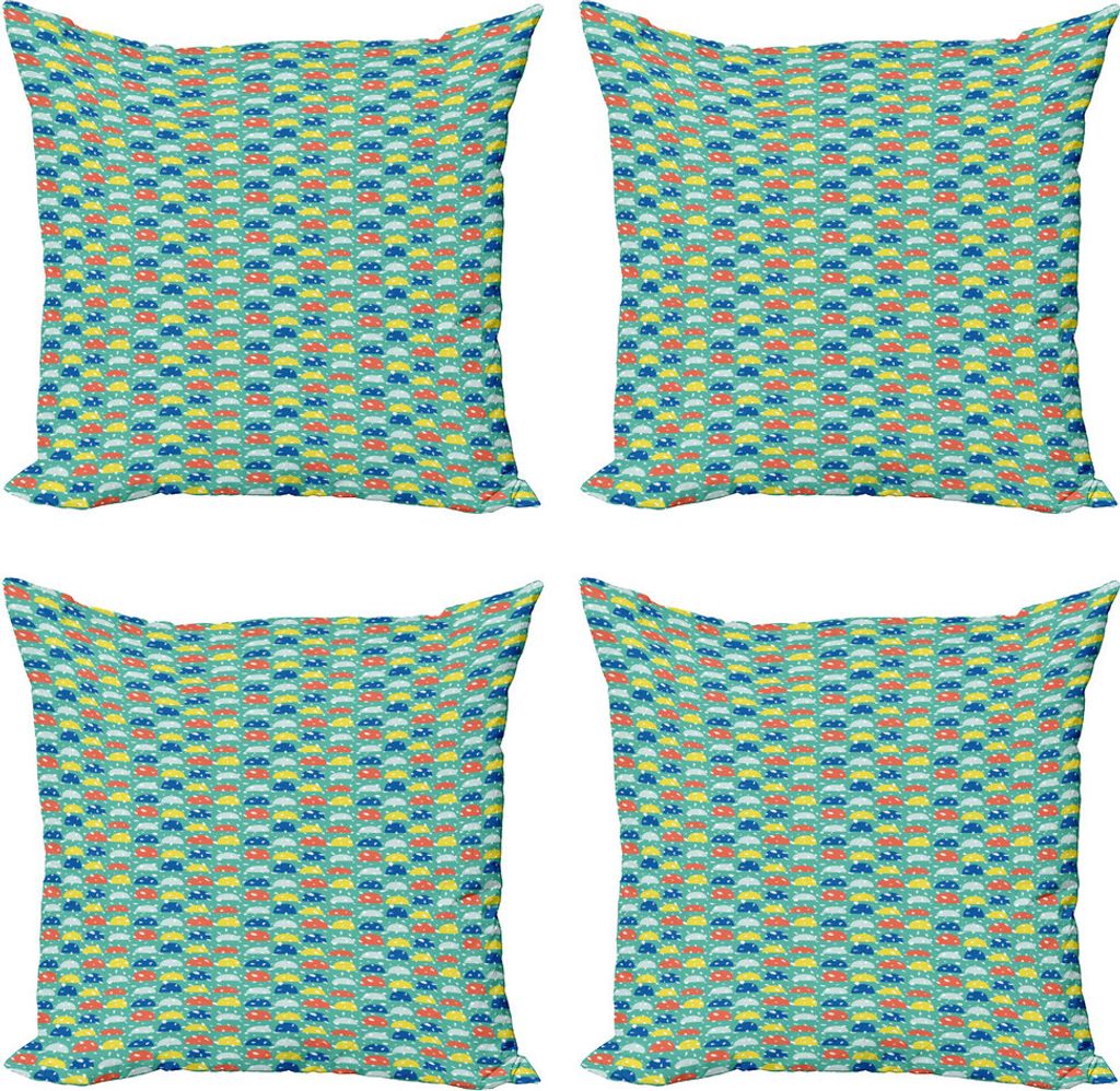 ABAKUHAUS Abstrakt Kissenbezug Set (4 Stück), Vivid-lustige Cartoon-Motiv, Moderner Doppelseitiger Digitaldruck, 45 cm x 45 cm, Dunkle Seafoam Mul...
