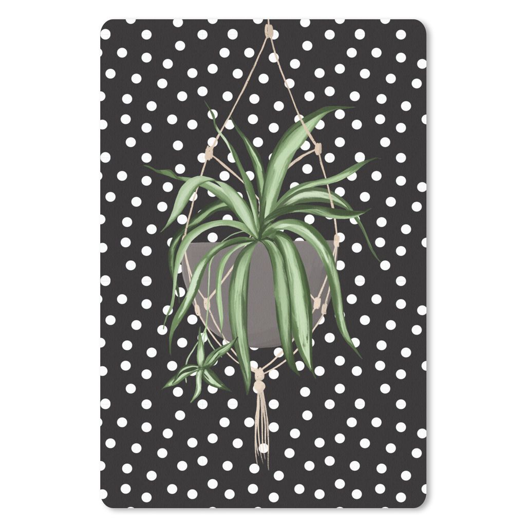 MuchoWow Mauspad Mousepad Pflanze - Hängender Blumentopf - Dots 18x27 cm - Mousepads - Maus Mat - Pad - Mausunterlage
