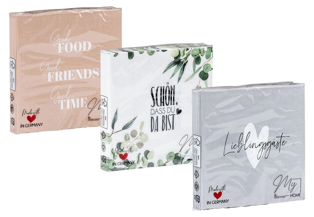 3er Set Servietten je 20 Stück Lieblingsgäste Schön dass du Produktbild 