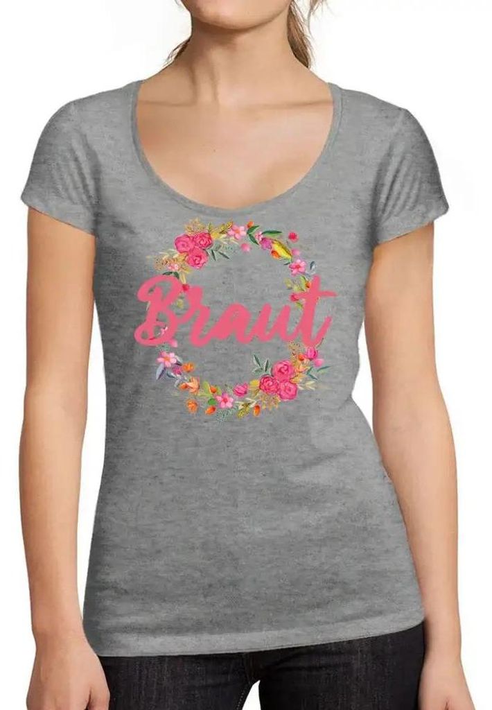 Damen Grafik T-Shirt Bridal flower crown – Braut Blumenkranz – Öko-Verantwortlich Vintage Jahrgang Kurzarm Lustige Druck Geburtstag Geschenk Frau