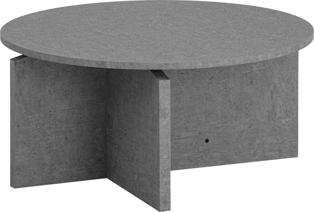 Couchtisch 70x70x33 cm Grau Sofatisch in Beton-Optik Modern, Design Wohnzimmertisch Rund, Loungetisch Groß, Kaffeetisch Beistelltisch