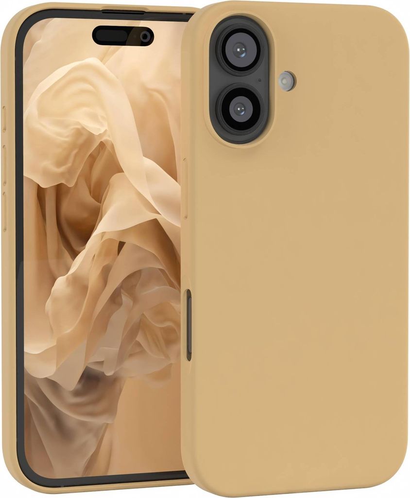 EAZY CASE Silikonhülle für Apple iPhone 16, Silikon Backcover Schutz in Taupe