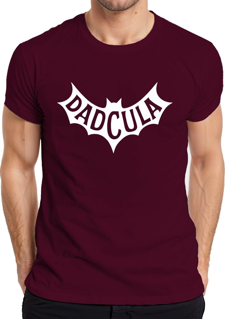 DADCULA Vatertag Papa Lustig Halloween Vampir Fledermaus Humor Herren T-Shirt, Burgundy, 3XL