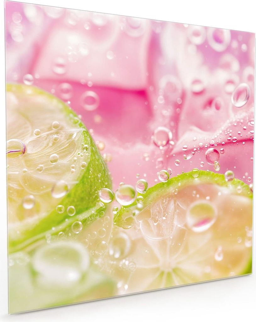 Küchenrückwand Spritzschutz Glas mit Motiv Limetten Spritzer 40 x 40 cm