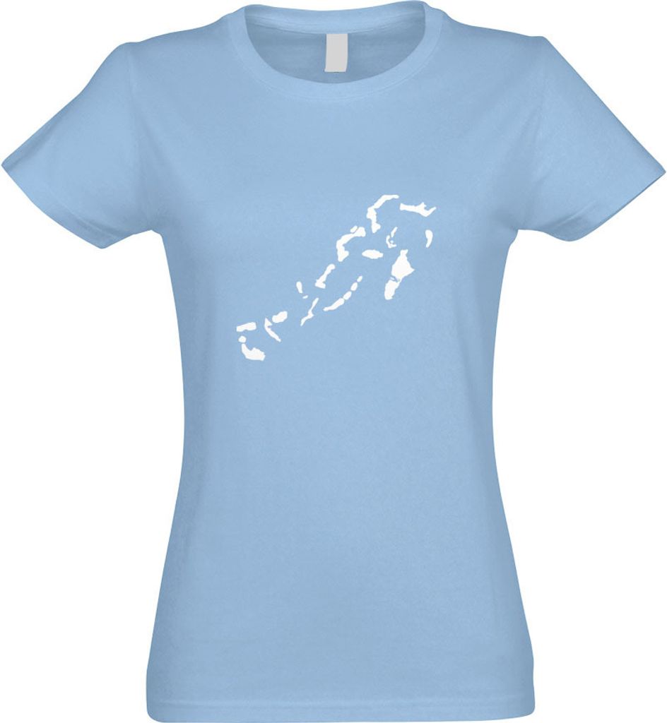 Kiwistar - T-Shirt tailliert - Damen - himmelblau - Bahamas Umriss Kontur - mit Motiv Bedruckt - Funshirt Design - Sport - Freizeit - Damen - XL