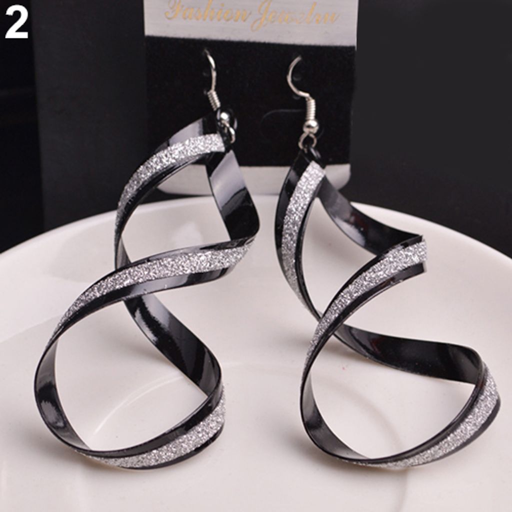 Frauen Spirale Peeling Haken baumeln Ohrringe Hochzeit Verlobung Brautschmuck Geschenk-Schwarz