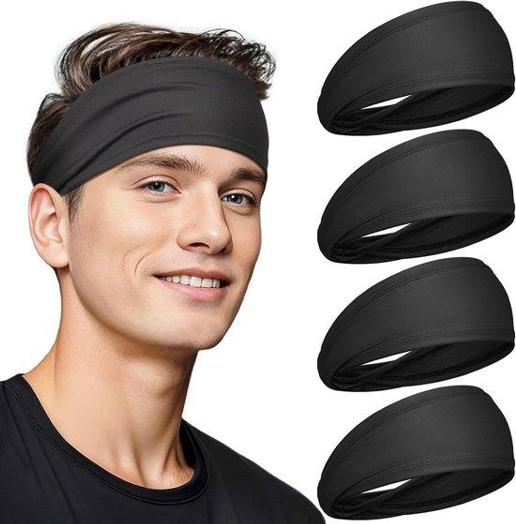 Sportbanden für Schwitzen bei Laufen und Fitness, 4 Stück, atmungsaktive Materialen