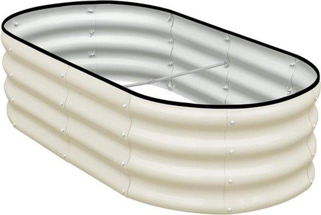 Garten-Planter - Metallisch - Gemauert - 120x60x30 cm - Weiss
