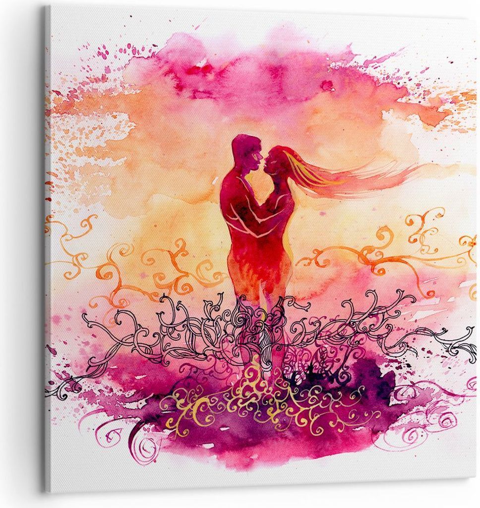 Bild auf Leinwand - Leinwandbild - Liebe Paar Flitterwochen - 60x60cm - Wand Bild - Wanddeko - Leinwanddruck - Bilder - Kunstdruck - Wanddekoration...