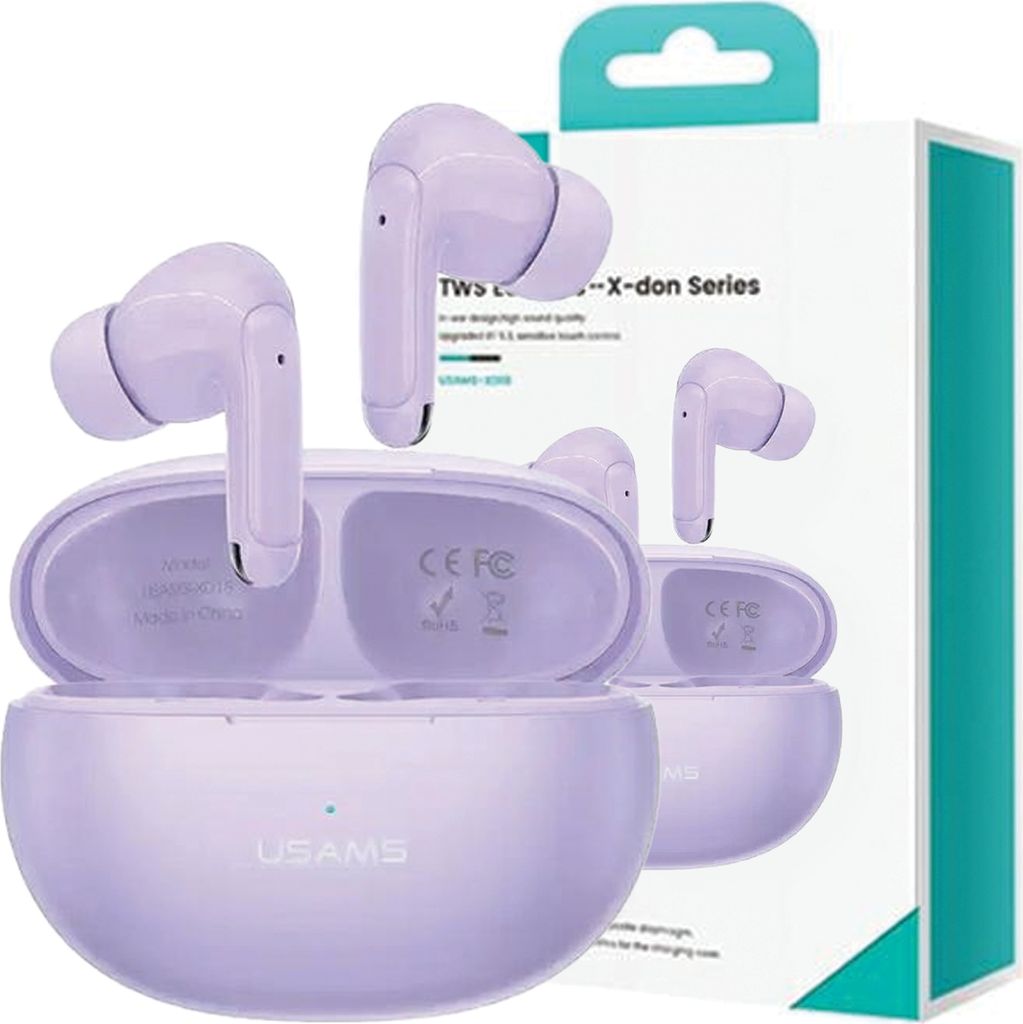 Usams Bluetooth Kopfhörer 5.3 Tws X-Don Serie Dual Mic Enc Wireless Lila/Lila Bhuxd04 (Usams-Xd18)