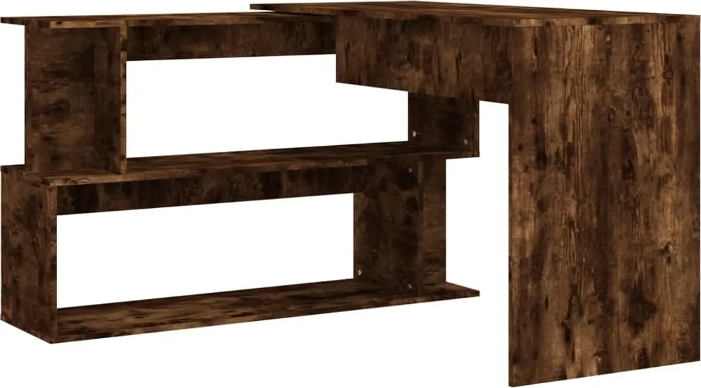 vidaXL Scrivania ad angolo in rovere affumicato 200x50x76 cm in legno - Scrivania ad angolo - Scrivania - Scrivania per ufficio - 6