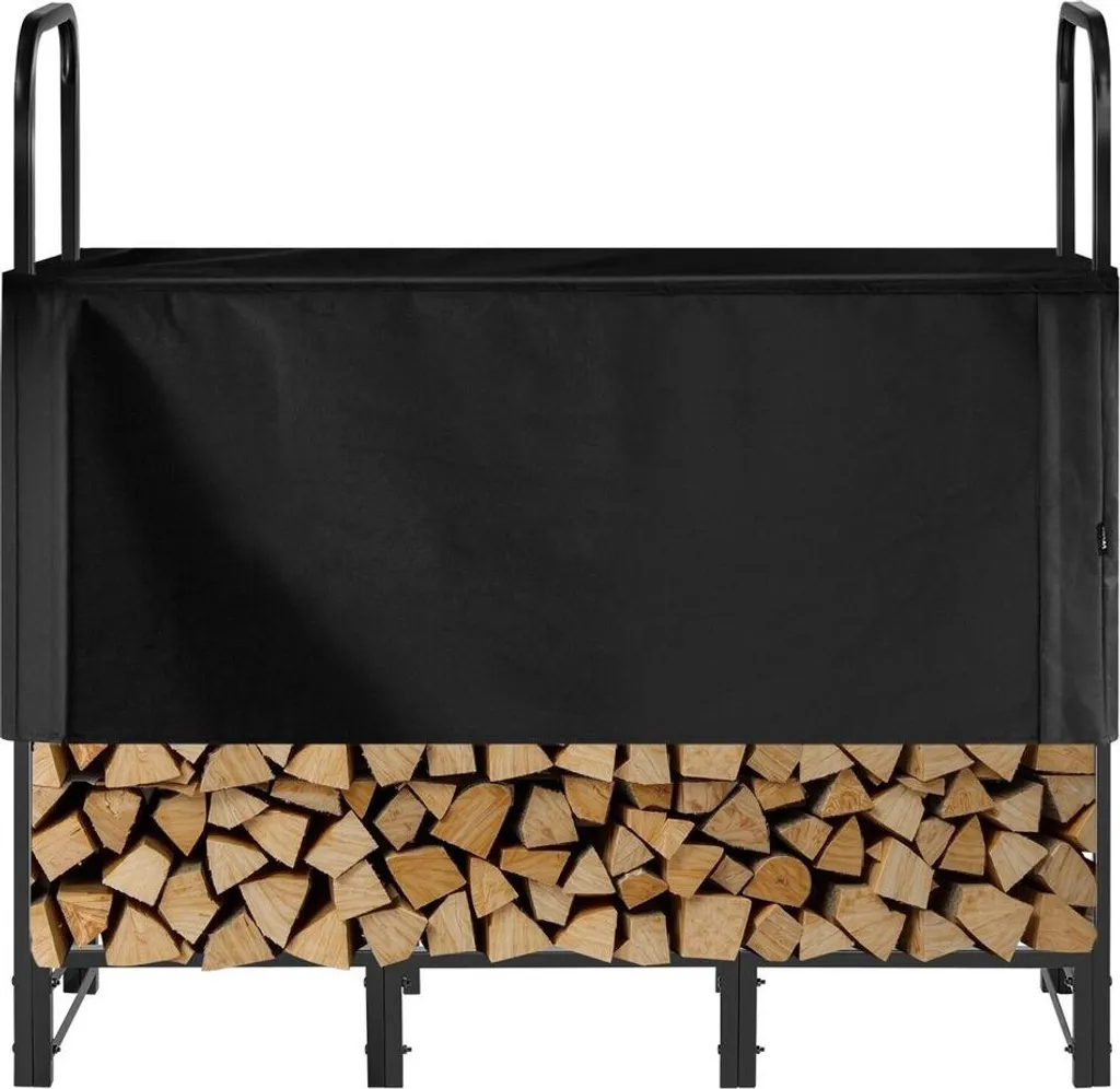 Râtelier à bois en acier poudré 400 lb, rangement bûches avec housse