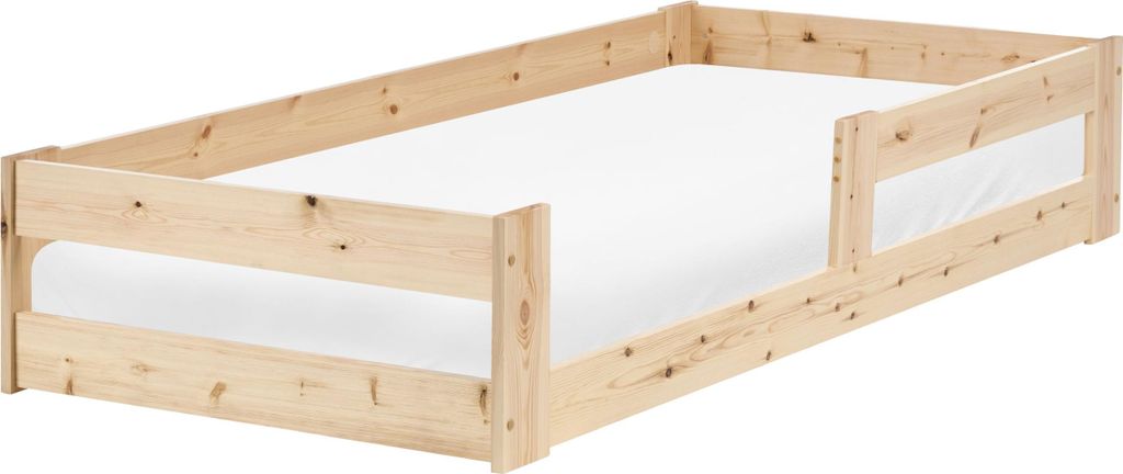 BELIANI Bodenbett für Kinder Hellbraun aus Kiefernholz 90 x 200 cm mit Lattenrost Bettgestell für Kleinkind Kinderzimmer