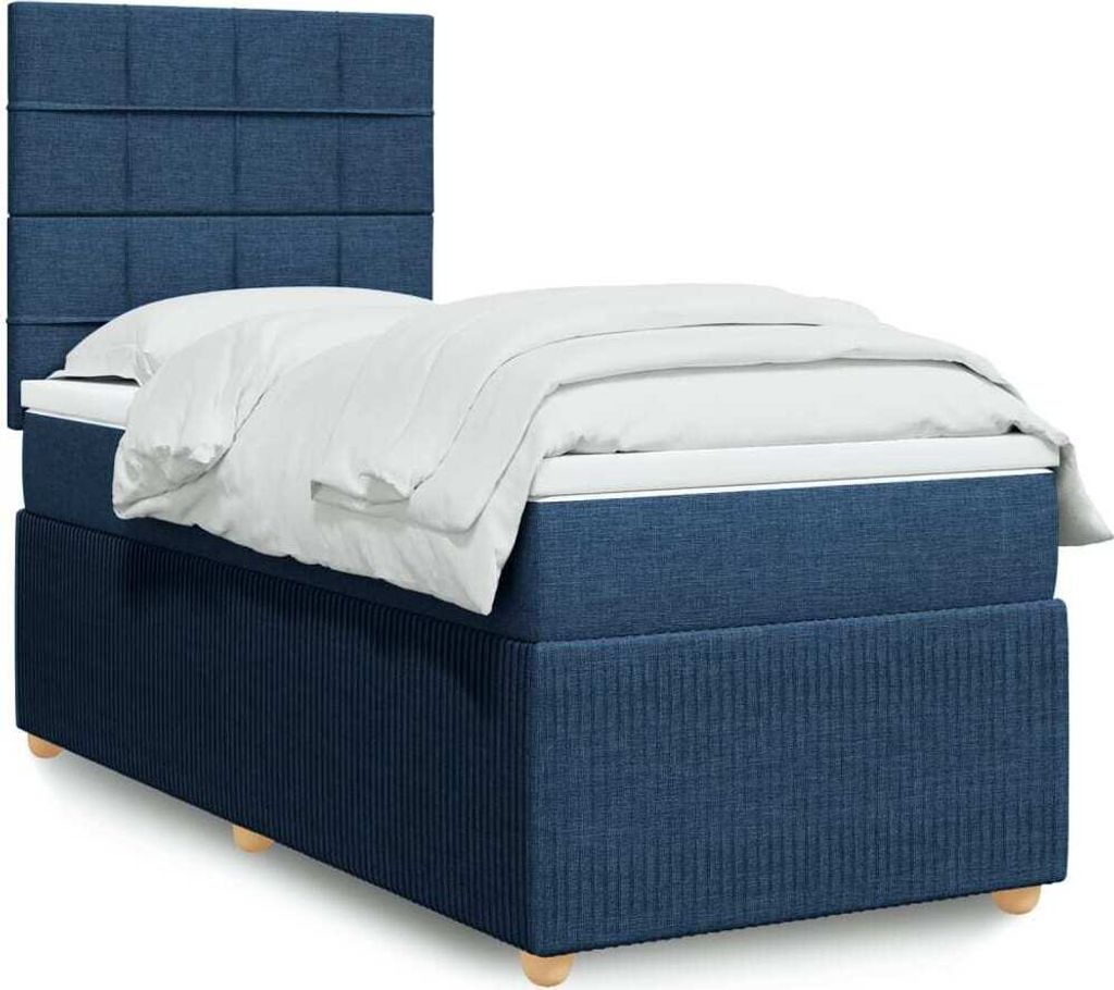 Maison Exclusive - Boxspringbett mit Matratze Blau 90x200 cm Stoff