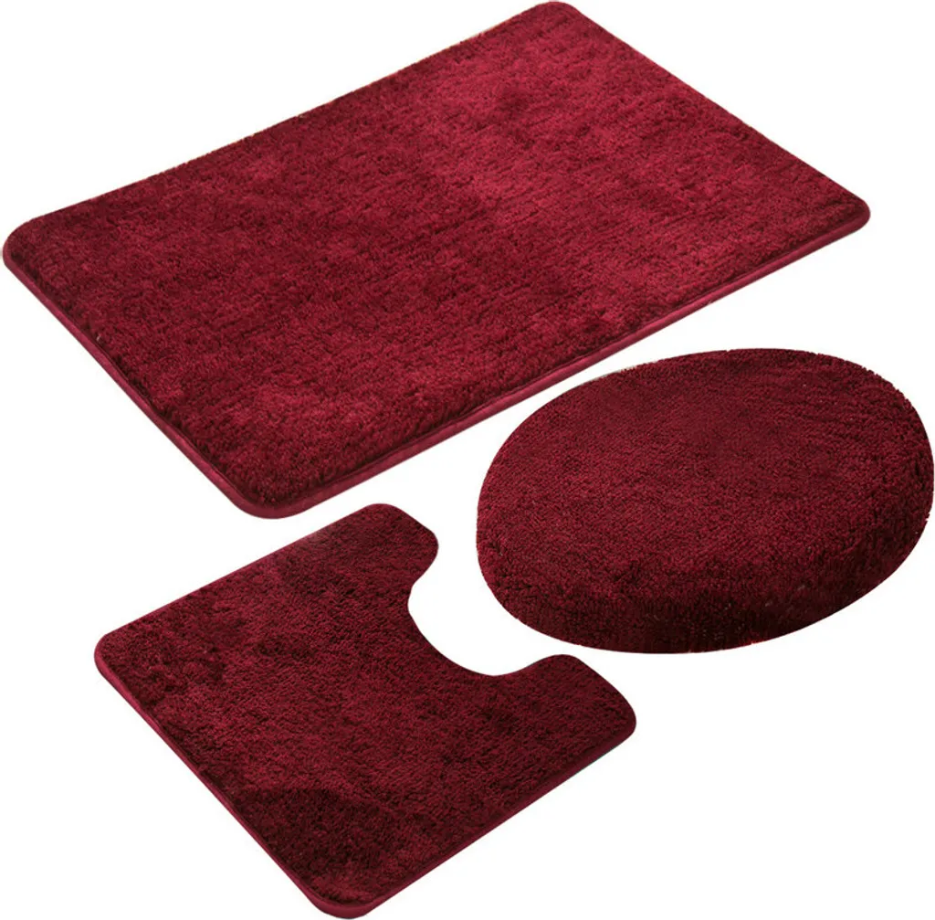Tapis de bain bordeaux 50x80 cm pour sortie de douche et WC confort