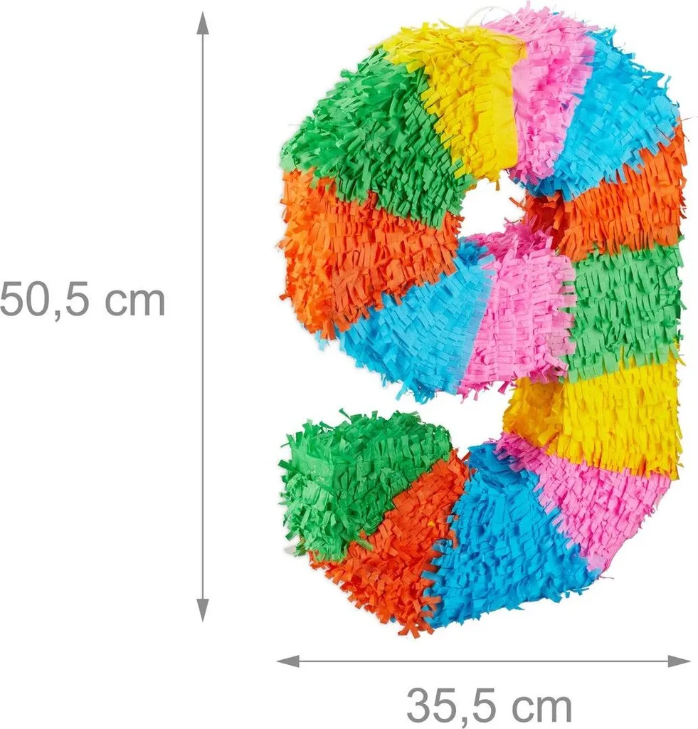 Grande Pinata numérotée robuste et colorée pour anniversaire de 1 à 99 ans - 4