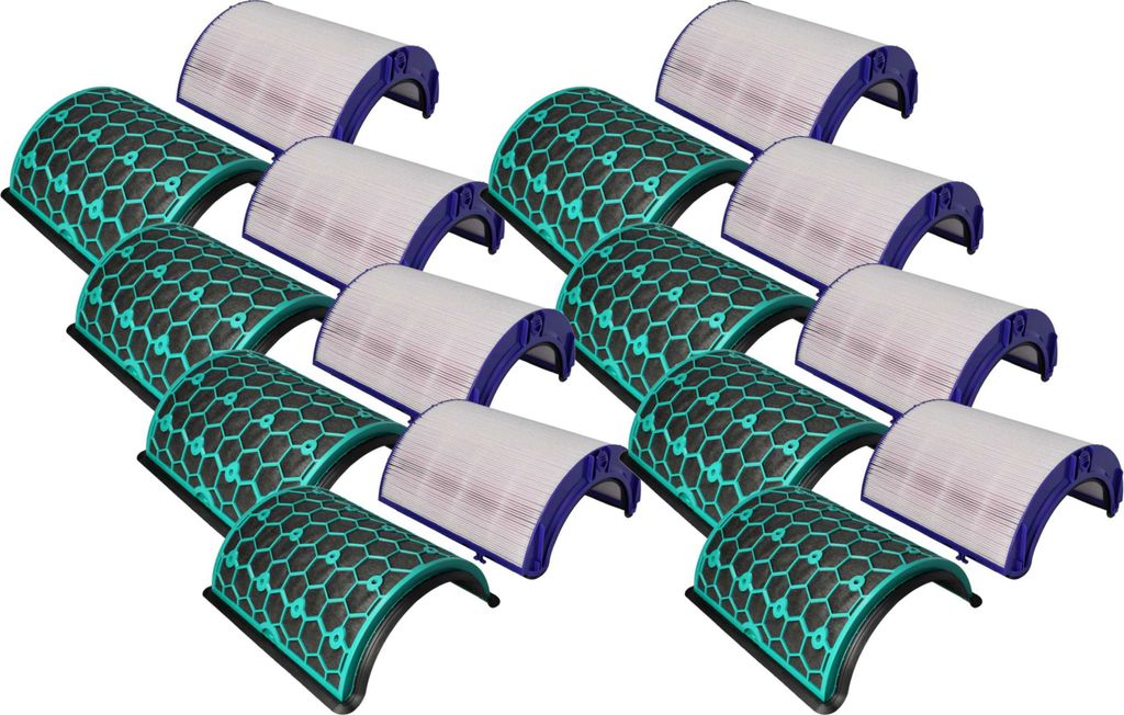 vhbw 8-teiliges Filter-Set kompatibel mit Dyson Cool Formaldehyde TP09 Luftreiniger - HEPA-Filter, Aktivkohlefilter