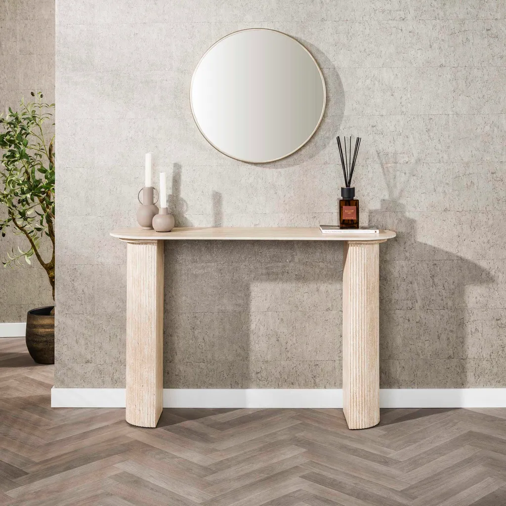 Console beige Romano 120 cm style minimaliste - Structure bois robuste - 2