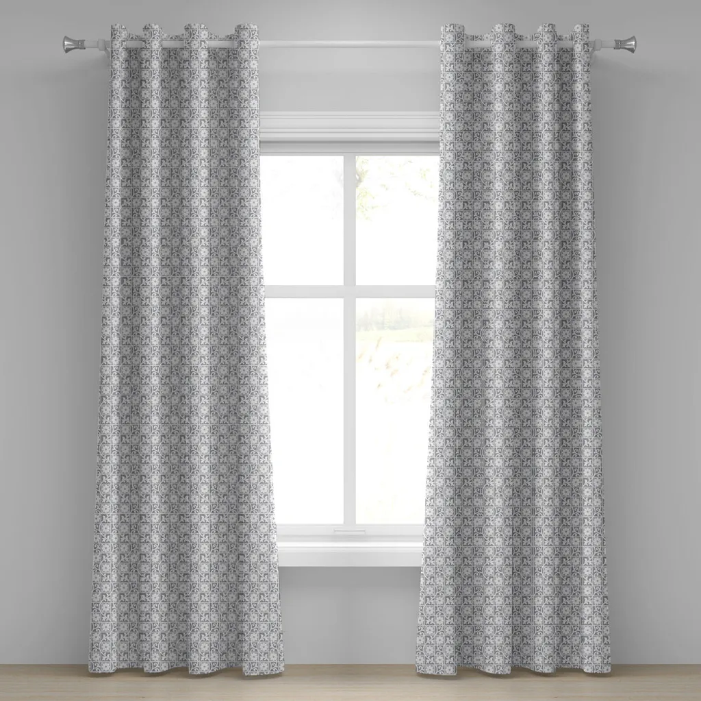 Rideau gris floral à motif abstrait royal en tissu haut de gamme 280 cm