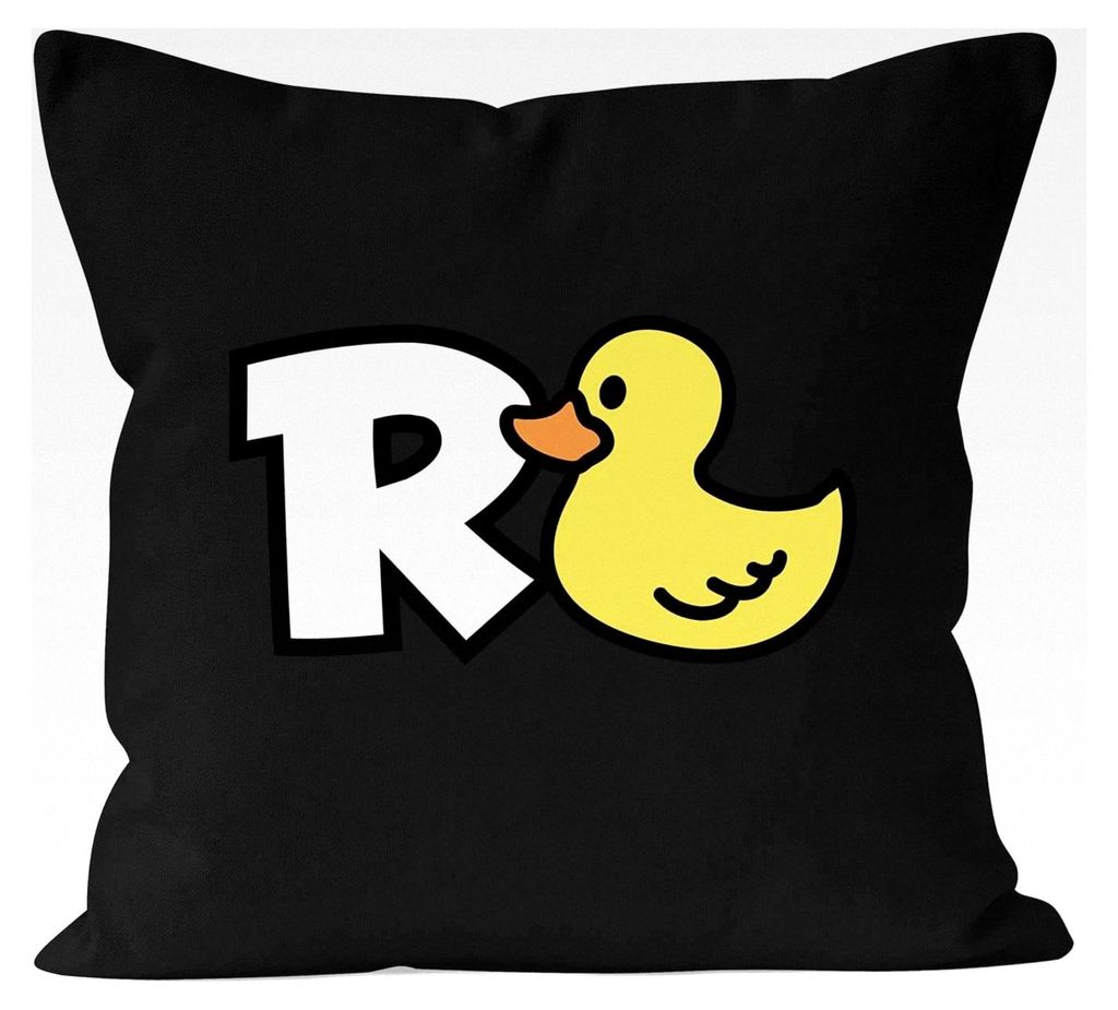 Kissenbezug Rentner Motiv Ente lustiges Geschenk zur Rente witziger Spruch zum Ruhestand schwarz 40cm x 40cm