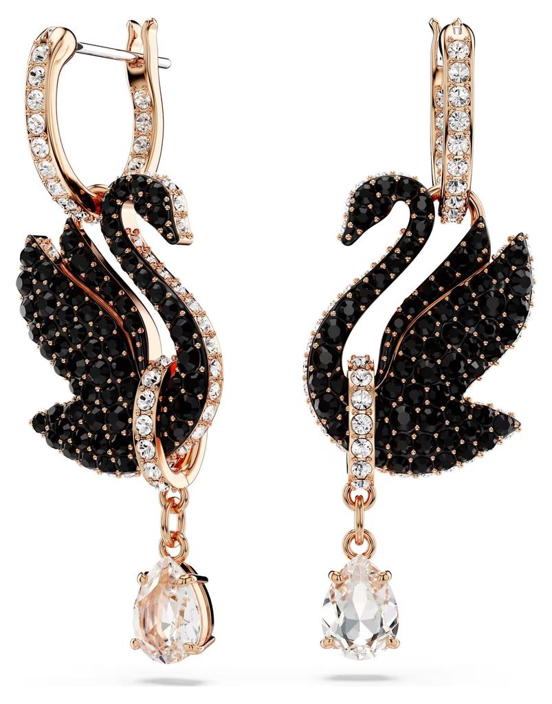 Swarovski Damen Drop-Ohrhänger Schwan Schwarz SWAN 5678047 Produktbild 