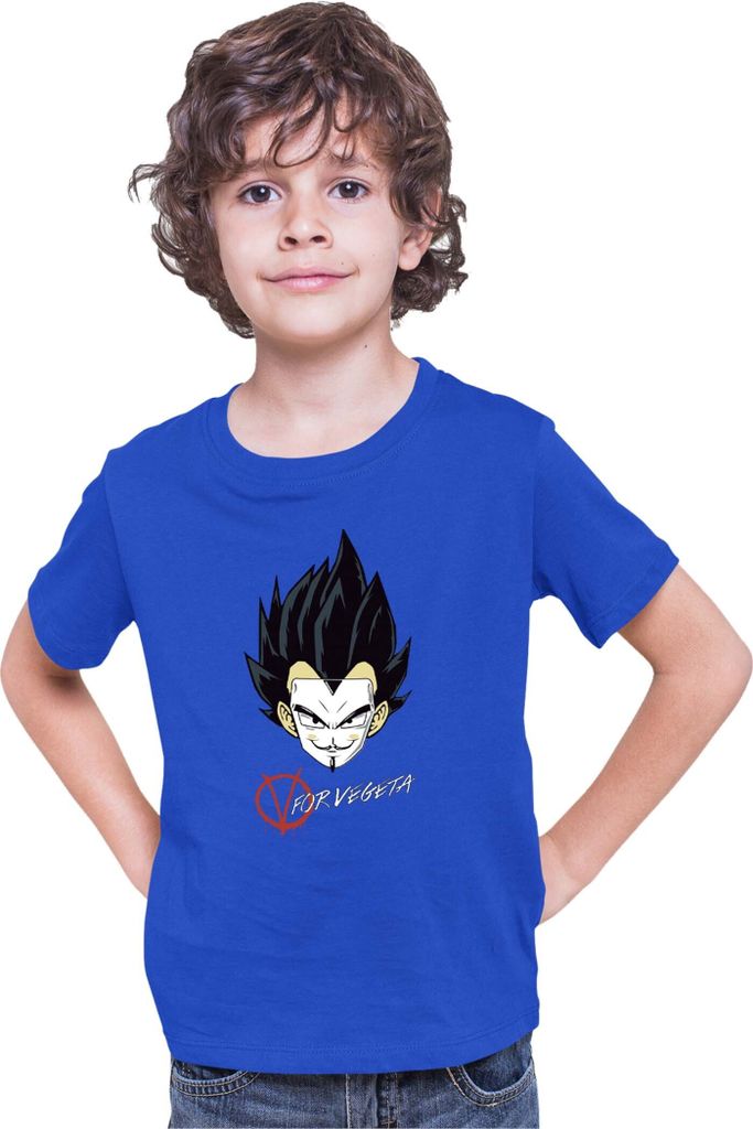Kinder T-Shirt Dragon Anime Manga Ball Z V For Vegeta, 9-11 Jahr - 140 / Blau