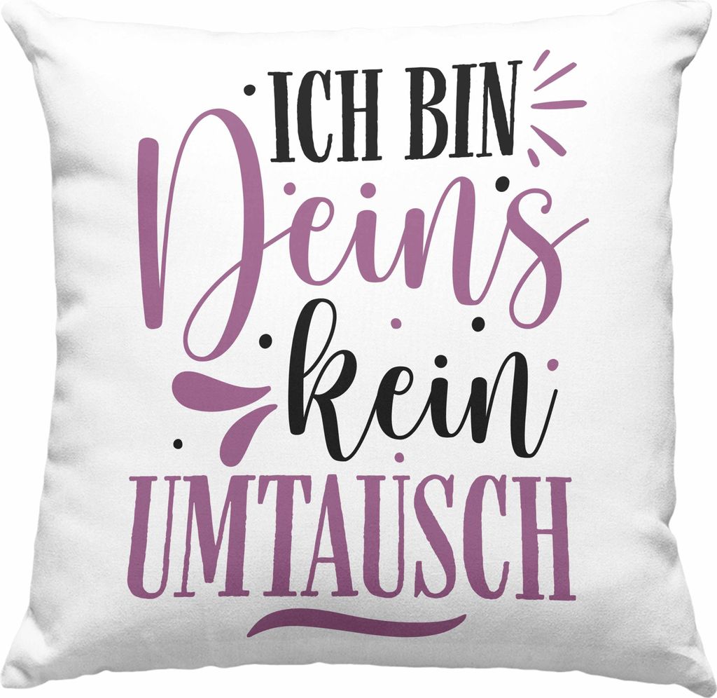Trendation - Deko-Kissen mit Füllung 40x40 für Freund Geschenk mit Sprüchen Valentinstag Deko-Kissen mit Füllung 40x40 Spruch Ich Bin Deins (Rosa)