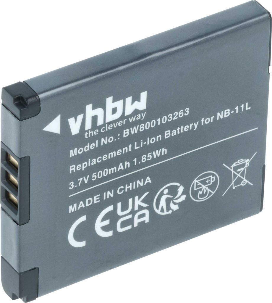 vhbw Akku kompatibel mit Canon IXY 430F, 110F, 90F, 420F, 220F Kamera (500 mAh, 3,7 V, Li-Ion)