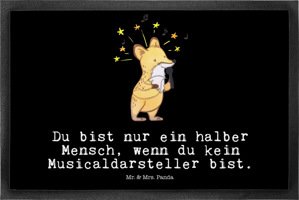 Mr. & Mrs. Panda Schmutzfangmatte Musicaldarsteller Herz 50 x 75 cm - Schwarz - Geschenk, Türmatte, Fußabstreifer, Fussmatte, fußmatte, Schmutzm...