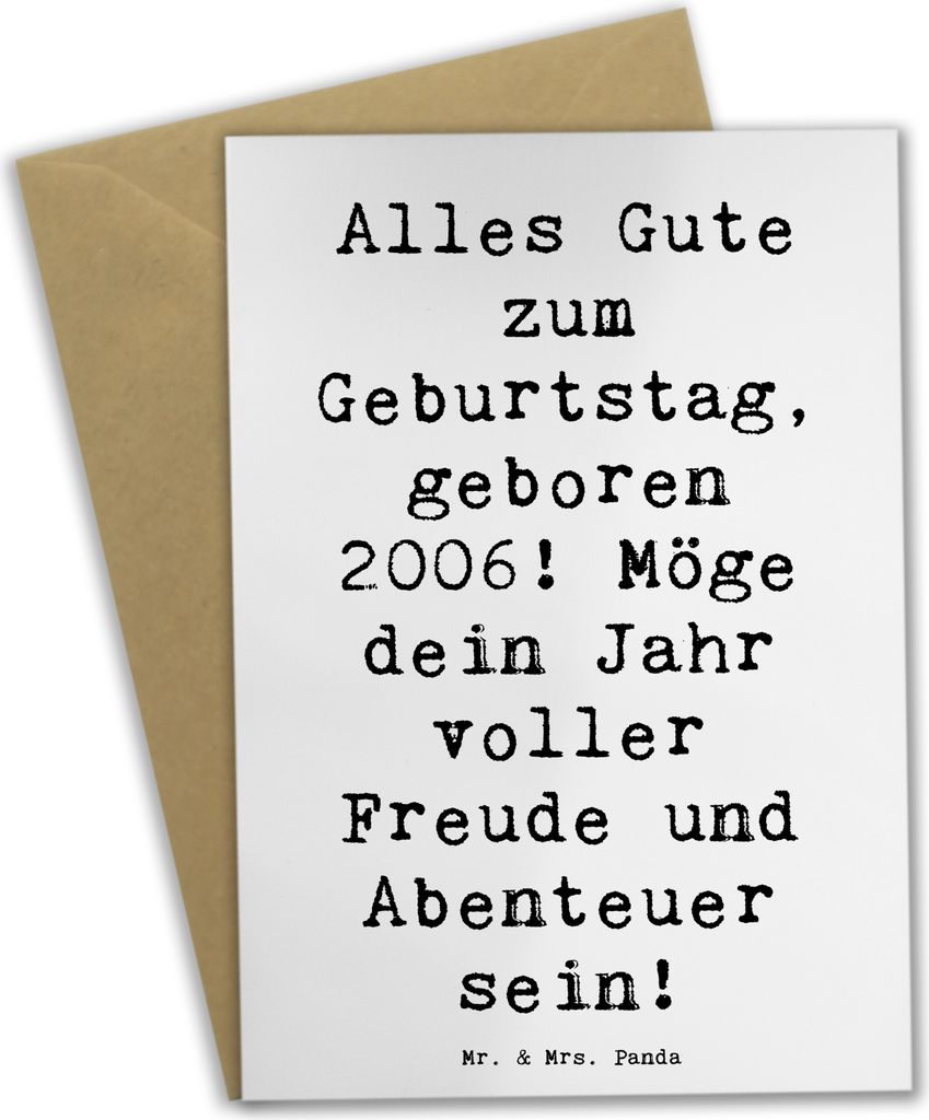 Mr. & Mrs. Panda Grußkarte Spruch 2006 Geburtstag - Weiß - Geschenk, dankeskarten, Geburtstagsgeschenk, osterkarten, Geburtstagsparty, Geboren am...