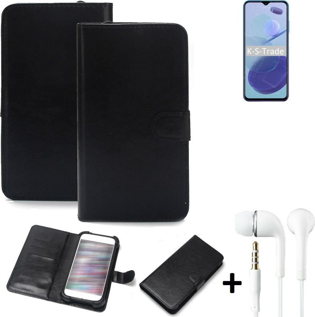 K-S-Trade Wallet Case Handyhülle kompatibel mit Ulefone Note 12P Schutzhülle Flip cover Flipstyle Tasche Hülle Flipcover Slim Bumper schwarz + in