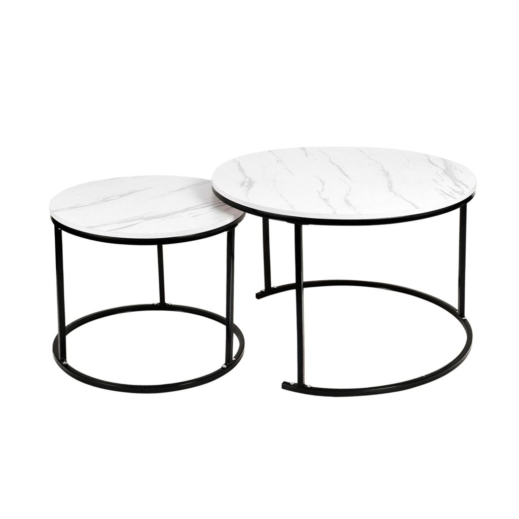 Couchtisch Rund,Satztisch 2er Set,Schwarz Marmor Couchtisch Produktbild 