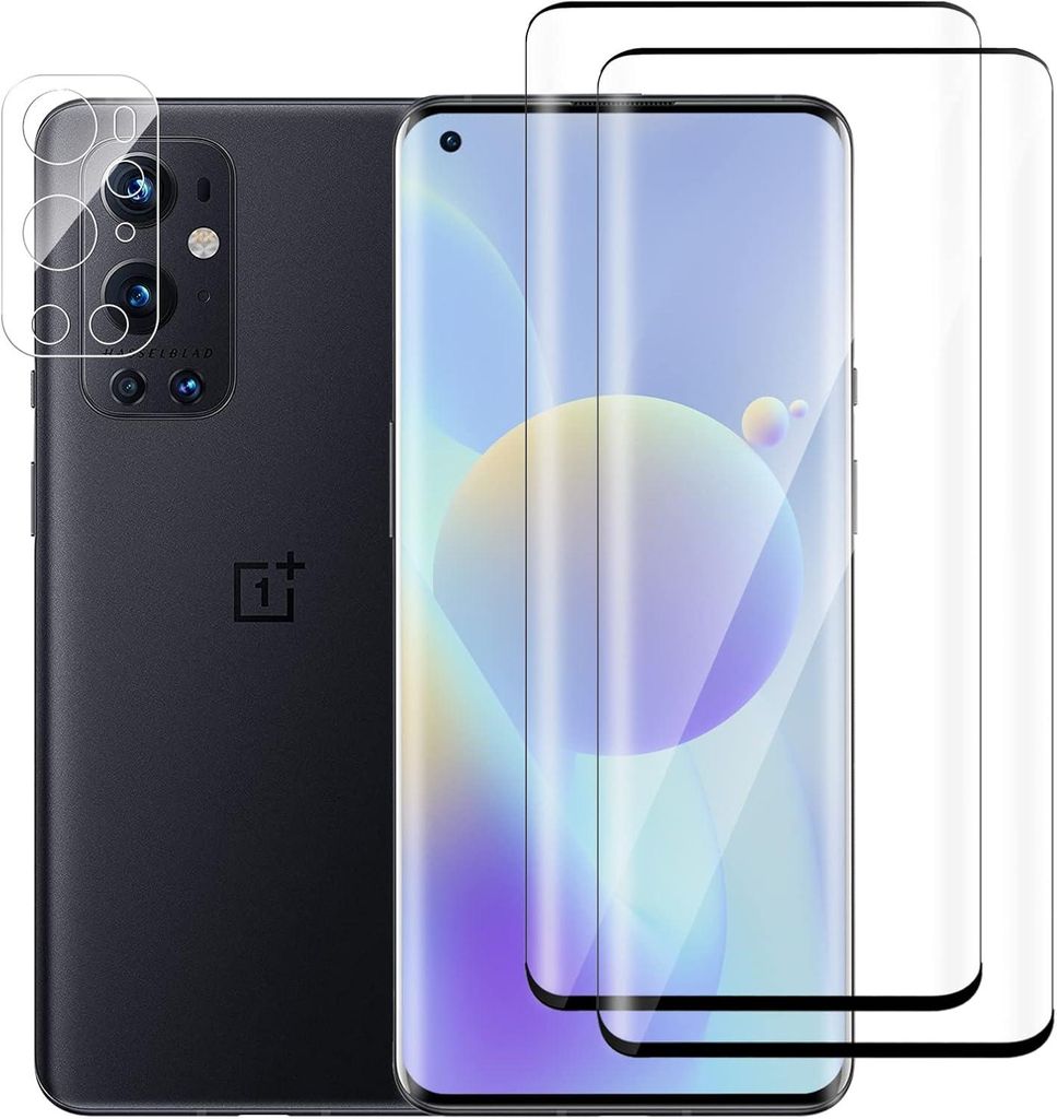 2X 9H Gehärtetes Glas Für Oneplus 9 Pro Abgerundete Seiten + Kameraschutz