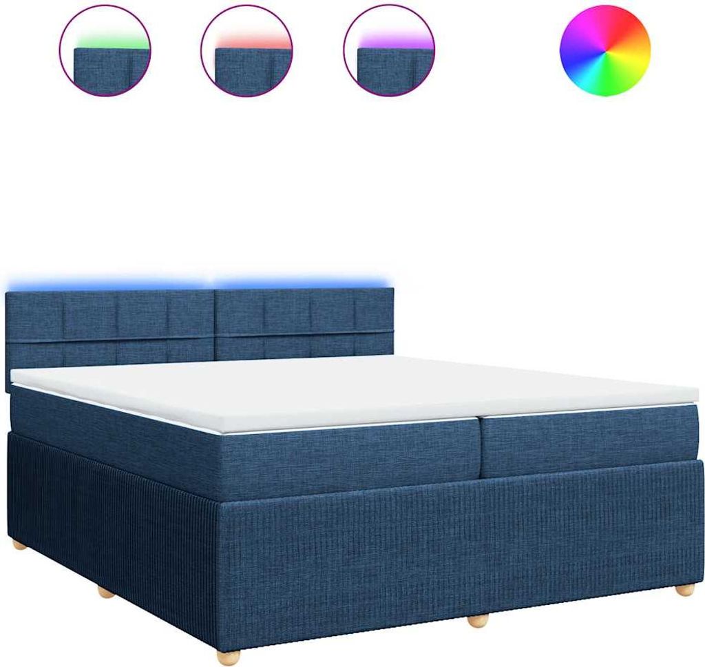 (Robust Möbel)Boxspringbett Modernes/Doppelbett - Polsterbett Erwachsene/r /Kind - mit Matratze Blau 200x200cm Stoff - Klassische Betten DEMö...