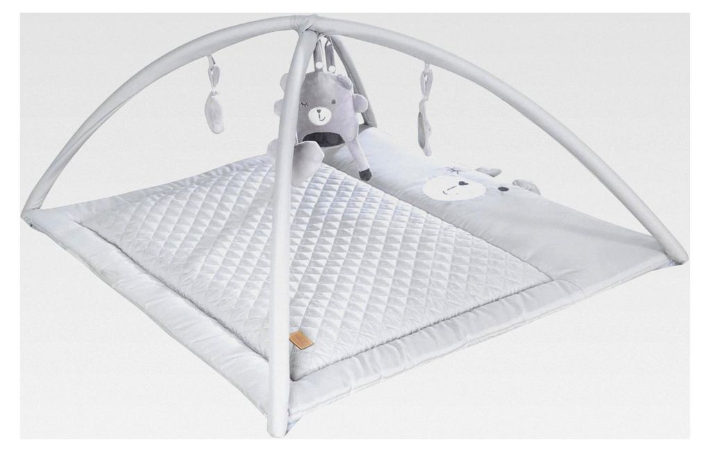 Krabbeldecke 'roba style' mit Spielbogen und 5 Elementen, Wickelauflage, 85x75cm, grau