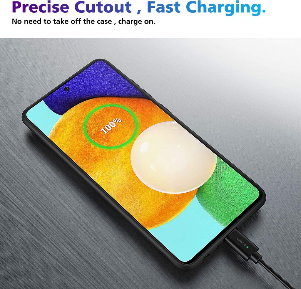 Für Samsung Galaxy A52 5G Silikon Schwarz Schutz Hülle + HD Produktbild 10