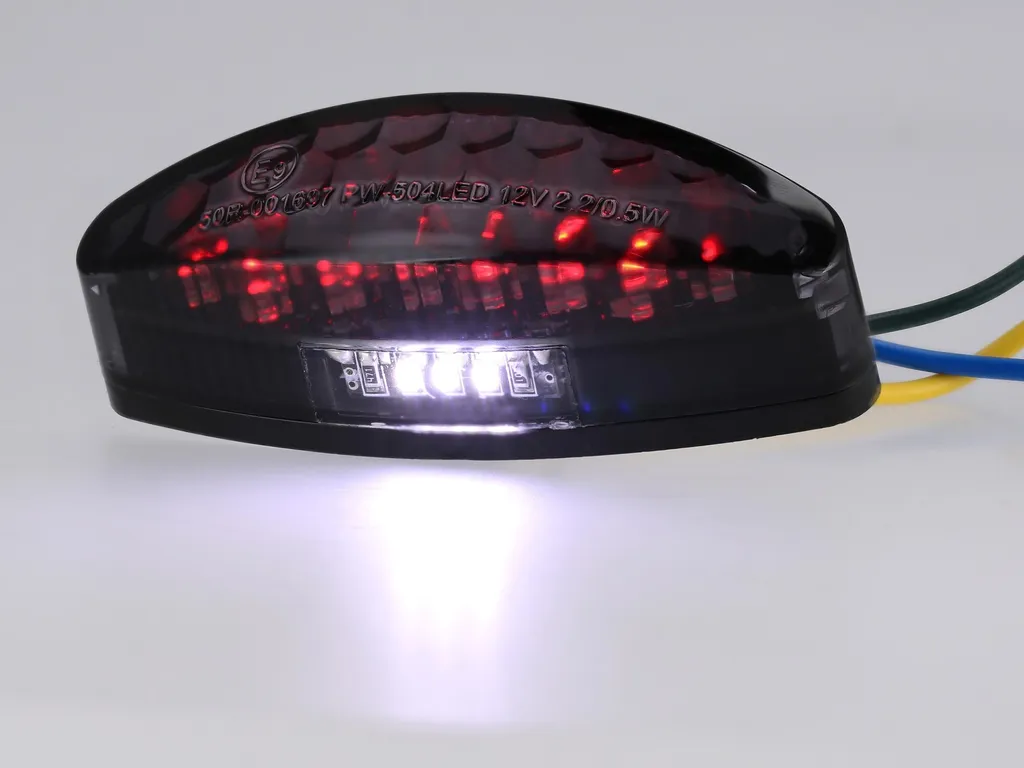 Feu stop LED noir et éclairage de plaque moto custom - 8