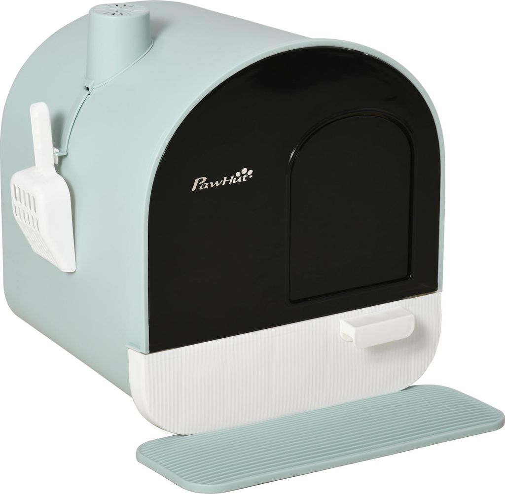 Katzentoilette Katzenklo mit Deckel Streuschaufel Streufangmatte Grš¹n 43 x 44 x 47cm