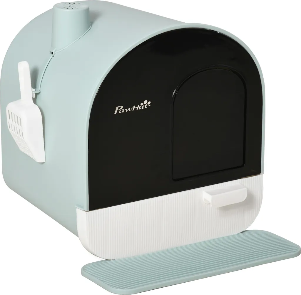 Maison de toilette pour chat Fortuna Lai verte avec toit et accessoire