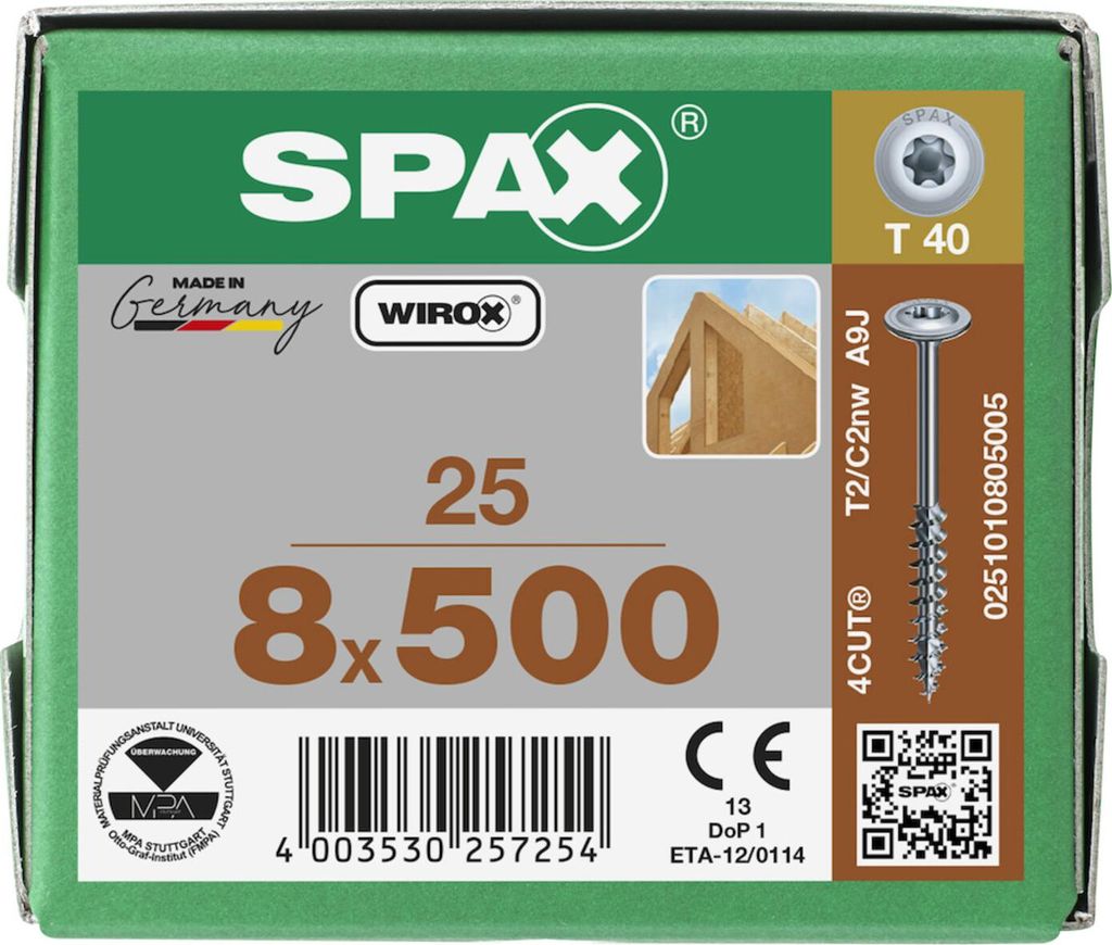 SPAX® 0251010805005 SPAX® Holzbauschrauben T40 Tellerkopf Immagine del prodotto 