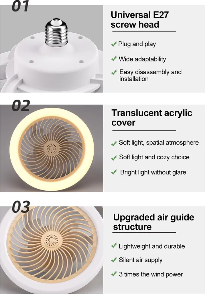 Ventilateur de Plafond LED E27 Dimmable avec Télécommande et Aromathérapie - 7