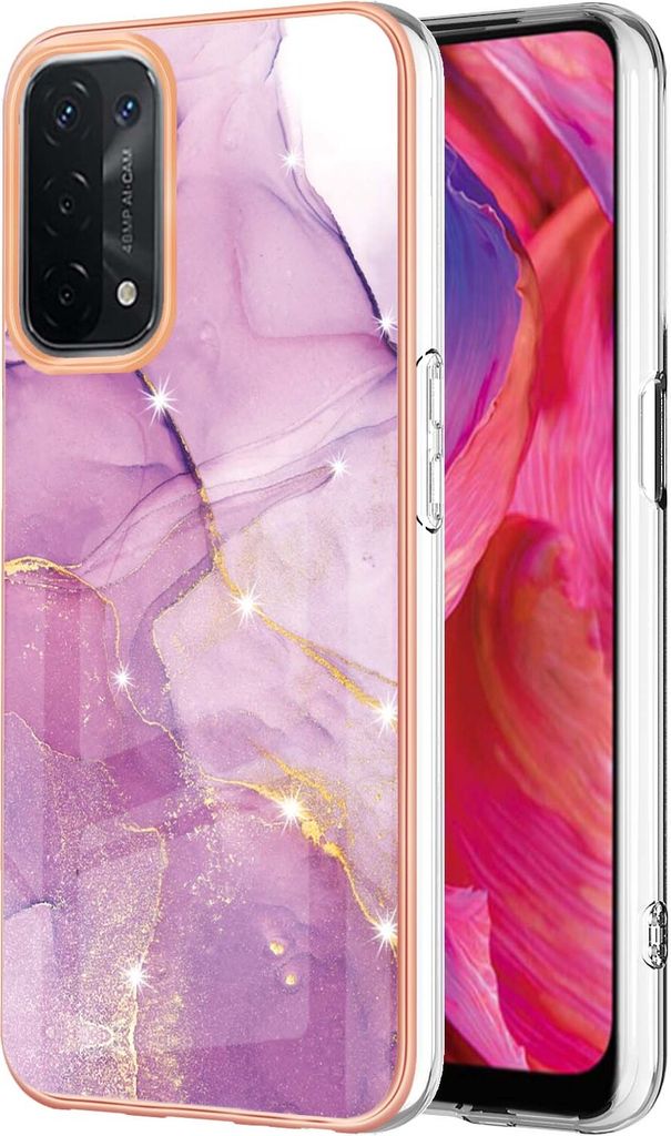 OPPO A74 5G / A93 5G / A54 5G / A93S 5G Case, WindCase Marble Pattern Hybrid Hard Back Weich TPU Bumper Protective Case Cover for OPPO A54 5G Pink
