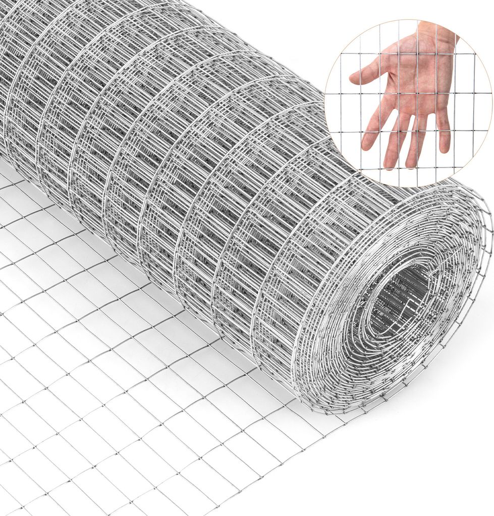 COSTWAY Drahtgitter feinmaschig 15mx0,6m, 50x25mm Maschenloch, Drahtzaun verzinkt, Wühlmausgitter für Hochbeete, Volierendraht Hasendraht