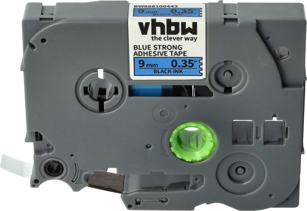 vhbw Schriftband-Kassette kompatibel mit Brother PT ST1150, ST1150D, ST5, RL-700S Etiketten-Drucker 8m x 9mm Schwarz auf Blau, Extra Stark, Laminiert