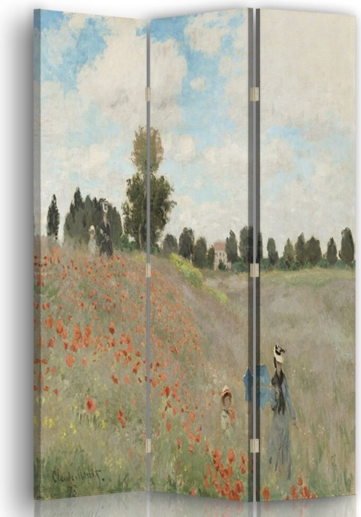 Paravent - Raumteiler Mohnfeld bei Argenteuil - Claude Monet - Dekorativer Raumtrenner cm. 110x150 (3 x)