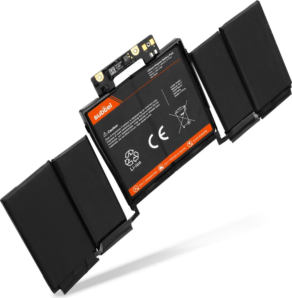 subtel 1x Akku für Notebook Kompatibel mit Apple Macbook Pro 13 Touch - A1989 - Early 2019, Macbook Pro 13 Touch - A1989 - Mid 2018, A1989 - (5050...