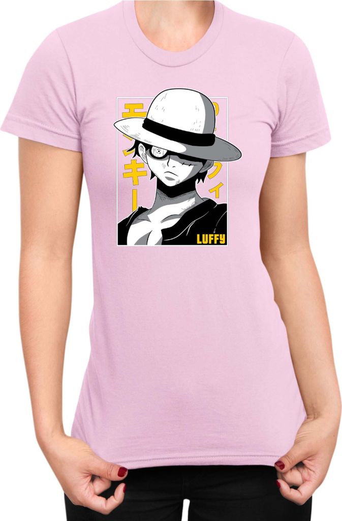 Damen T-Shirt Japan Anime Manga One Manga Piece Anime Luffy 01 Strawhat, Lady XS / Hellrosa