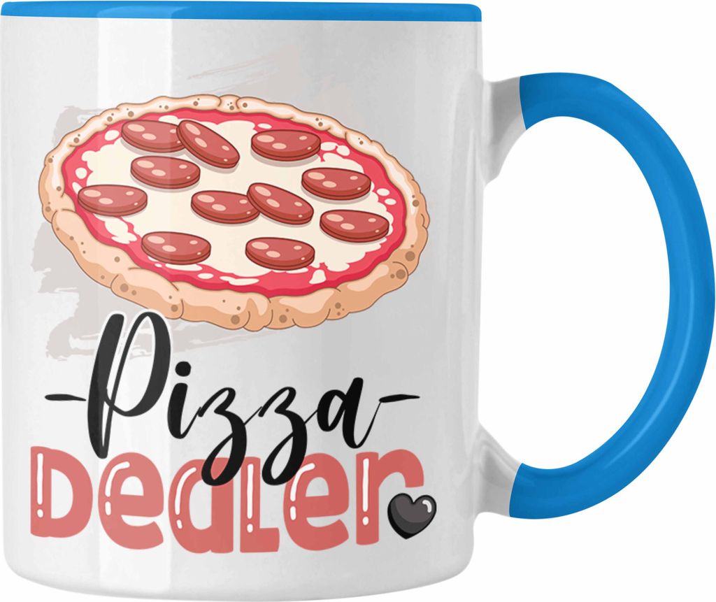 Trendation - Pizza Dealer Tasse Geschenk für Pizzabäcker Geburtstag Spruch Geschenkidee Beste Pizza Der welt (Blau)