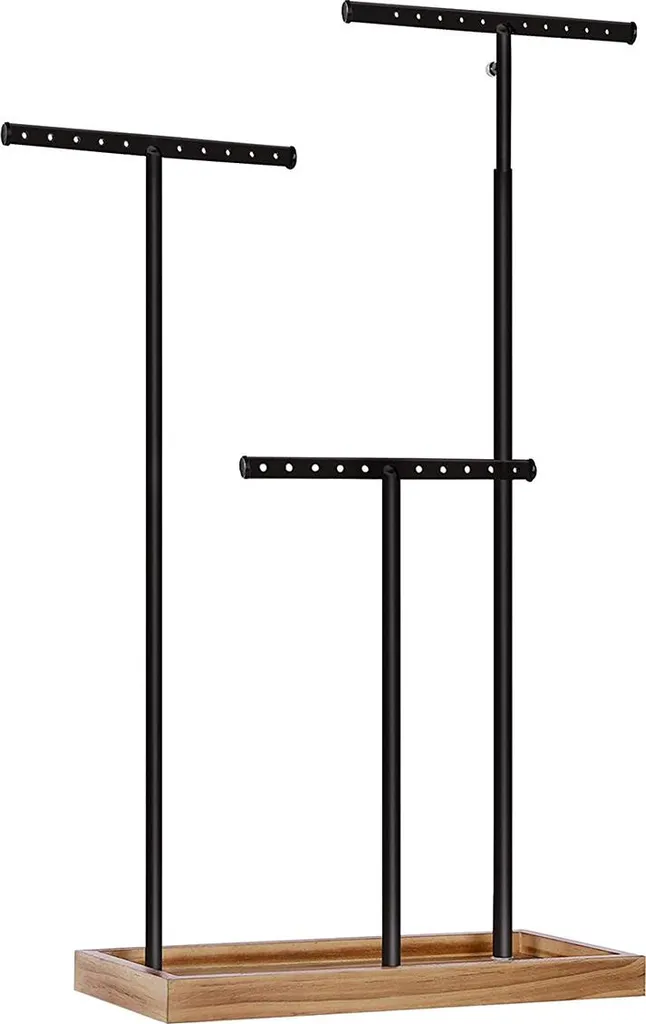Porte-bijoux vintage brun-noir, support de rangement élégant multi-niveaux